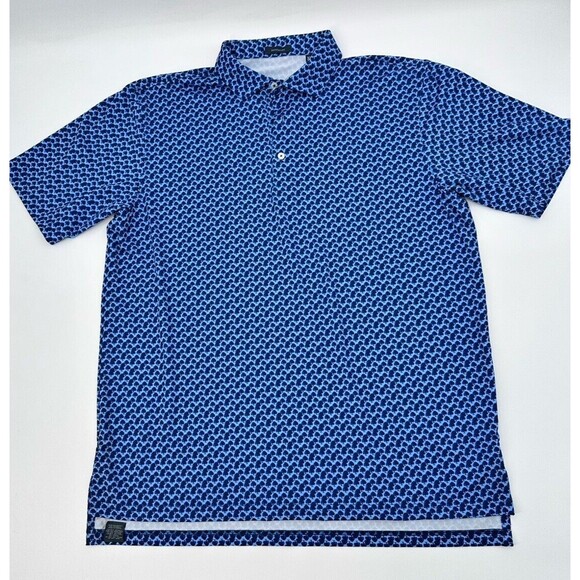 Turtleson golf  poloMens XLarge Performance Golf Blue All-Over  print Trees - Picture 1 of 8